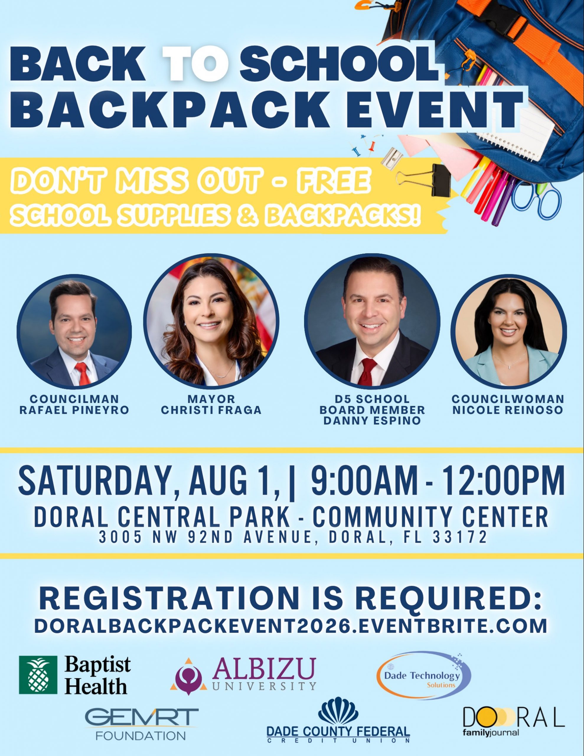 Back to School Backpack Event 2026 Doral Central Park  