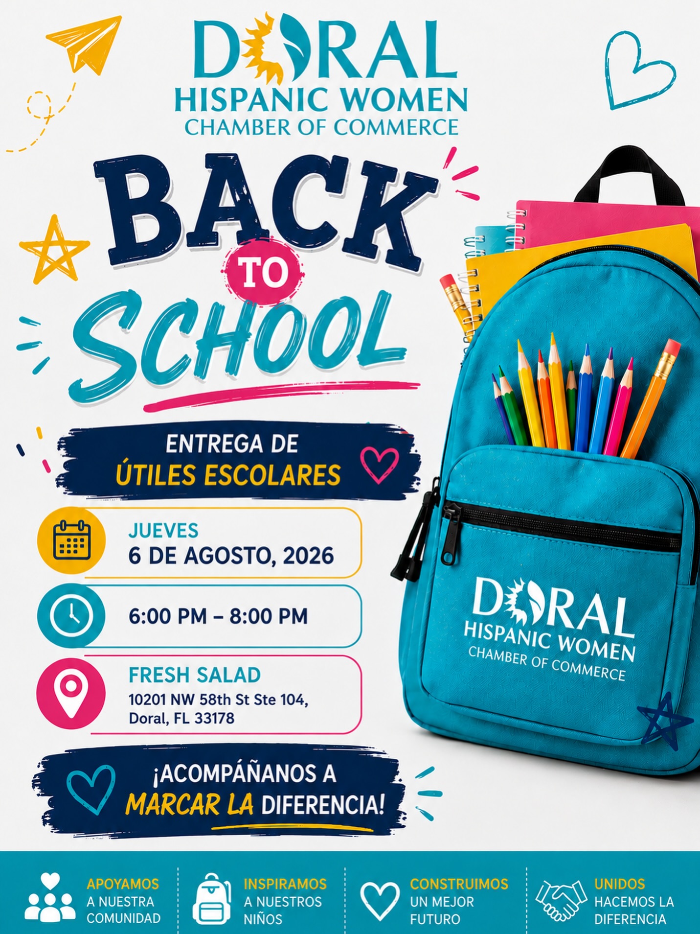 Doral Hispanic Women’s Chamber of Commerce Back to School Supplies Event