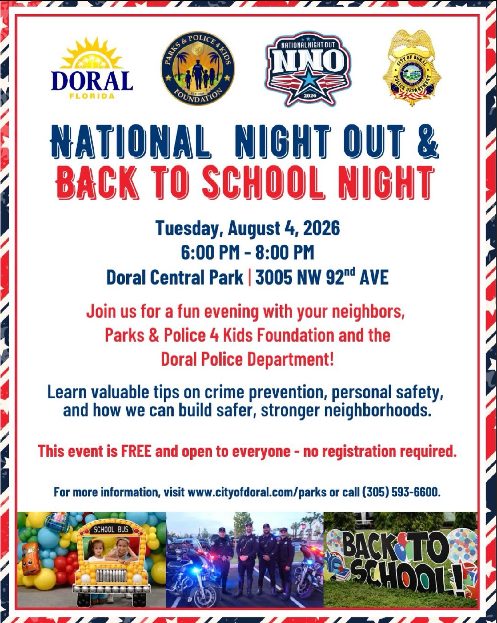 National Night Out & Back to School Night Event 2026 Doral Central Park
